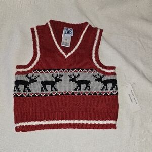 Little Lad Fair Isle moose Multicolored sz. 6 mo Vest ONLY with Moose Pattern